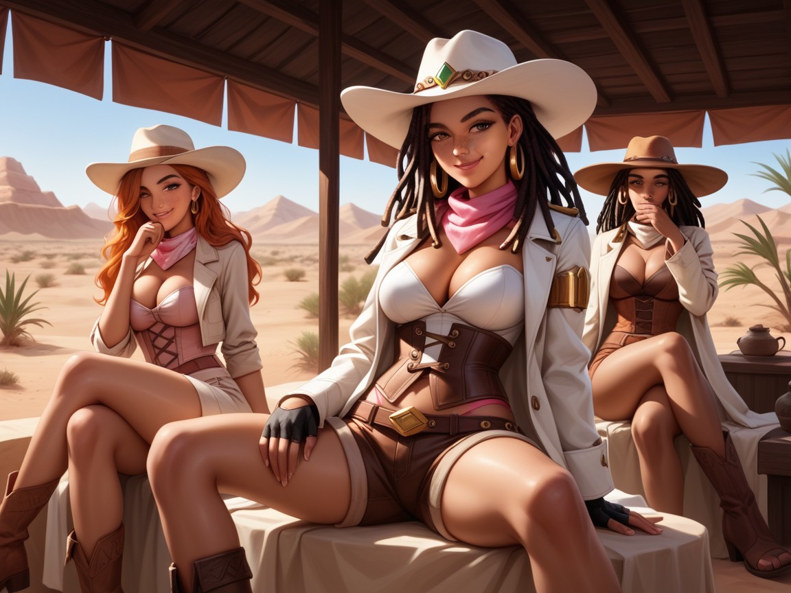 White Cowprint Tight Booty Shorts, Ultra Detailed Clothes, Cantina Hentai AI Porn