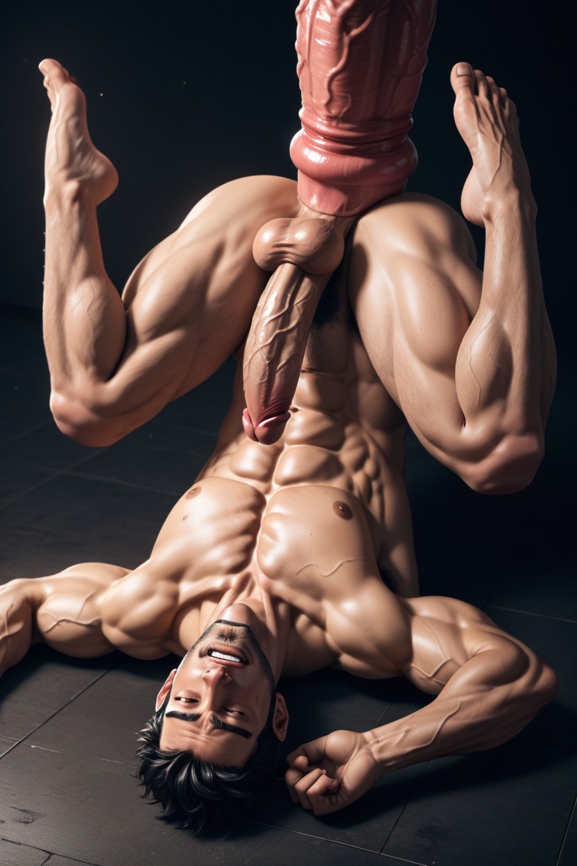 The Character Sucking Himself Penis Deep, On Couch, Naked AI Gay Porn