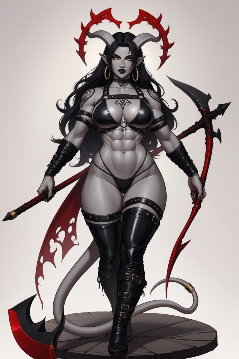 Big Hips, Full Growth, Horns Pointing Up And Slightly Curved Back Hentai AI Porn