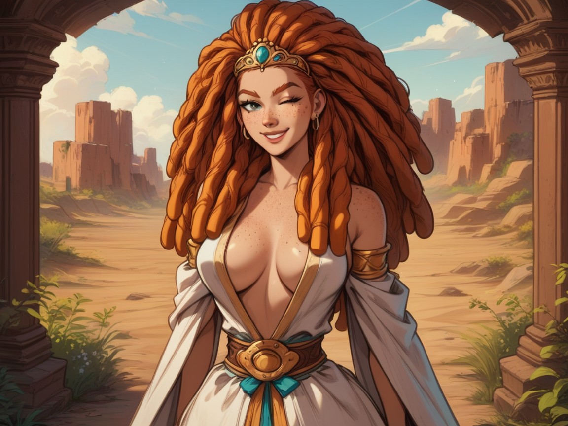 Hands On Hips, Wearing Pink Wild West Clothes, Rounded Torso AI Porn