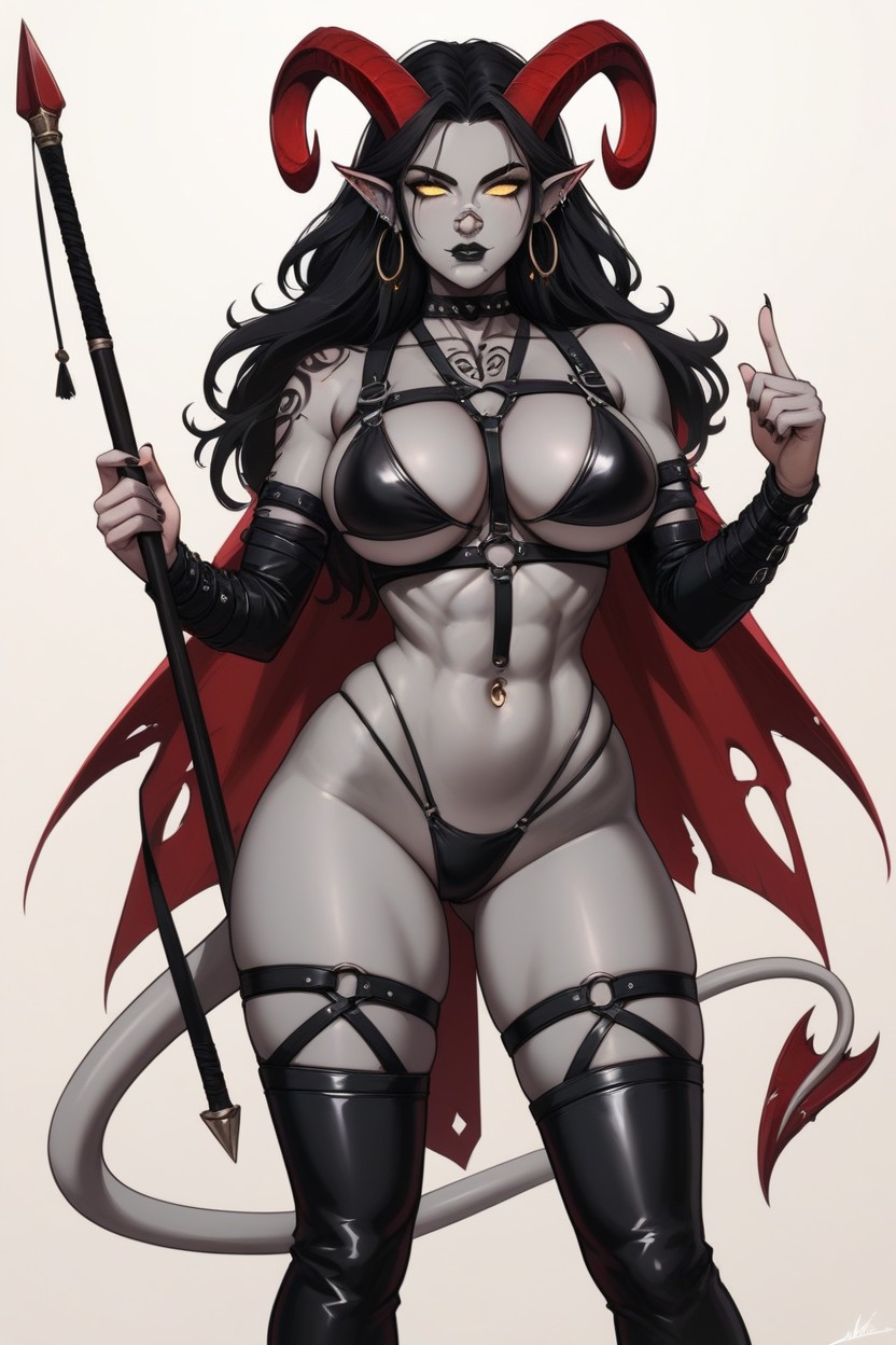 Clothes Sexy Black Leather Harness, Black Makeup, A Lots Of Leather Belts Hentai AI Porn