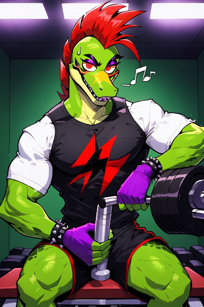 Music Notes, Wearing Sweatpants, Working Out Furry AI Porn