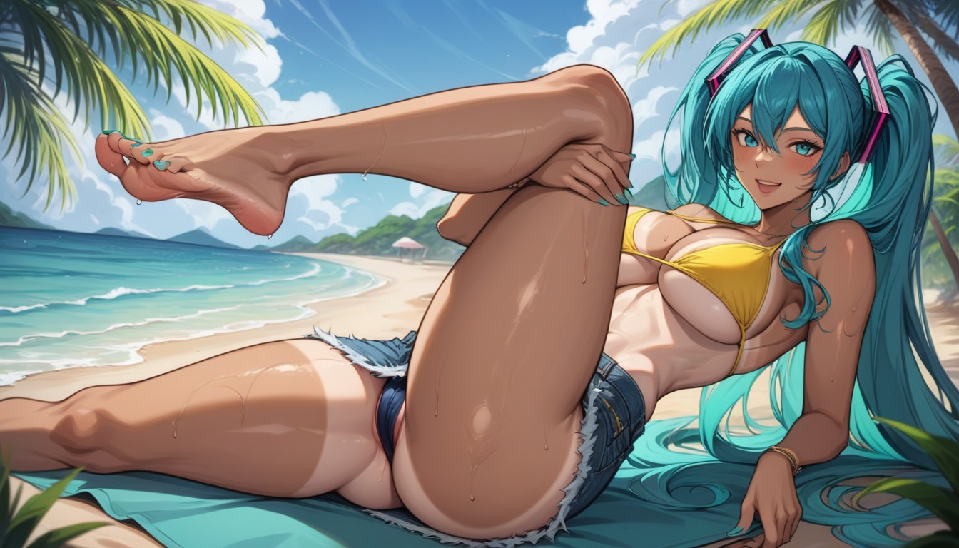 Seductive Atmosphere, Azure Blue Skies, Form Fitting Clothes Hentai AI Porn
