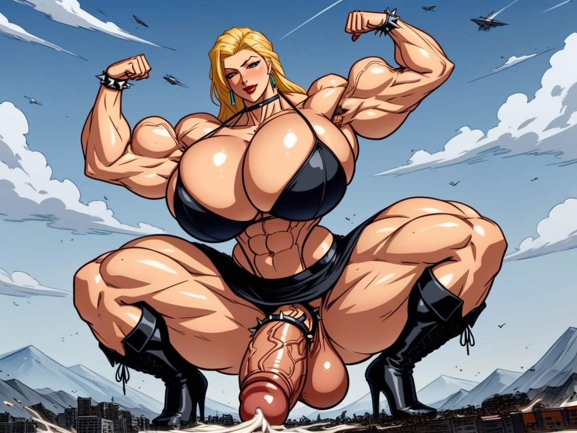 Extremely Long Cockcumming, Abs, Blonde Hair Shemale AI Porn