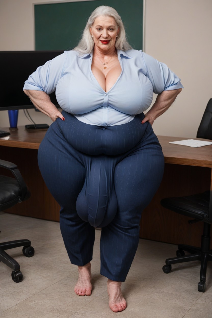 Hair Down, Office Shirt, Full Body Shemale AI Porn