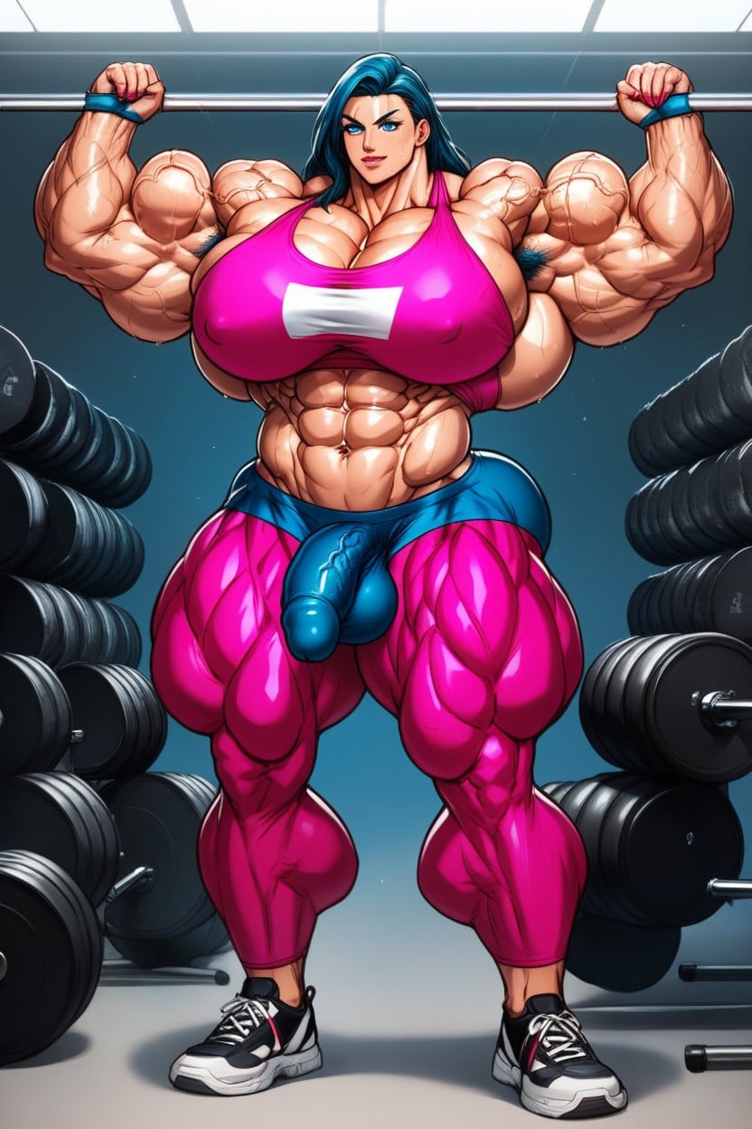 Huge Arms, Light Shirt, Muscular Body Shemale AI Porn