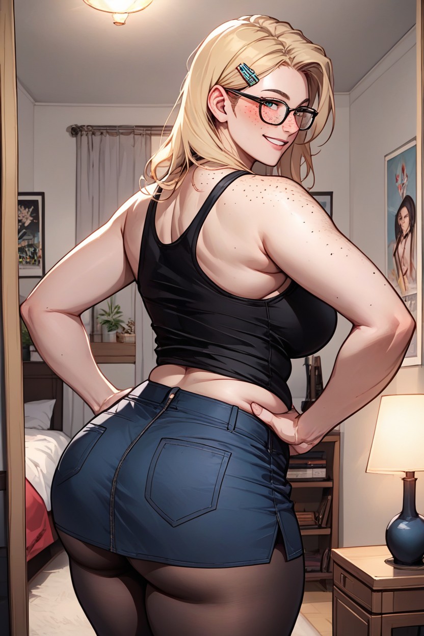 Glasses, Bending Over, Big Eyes Hentai AI Porn