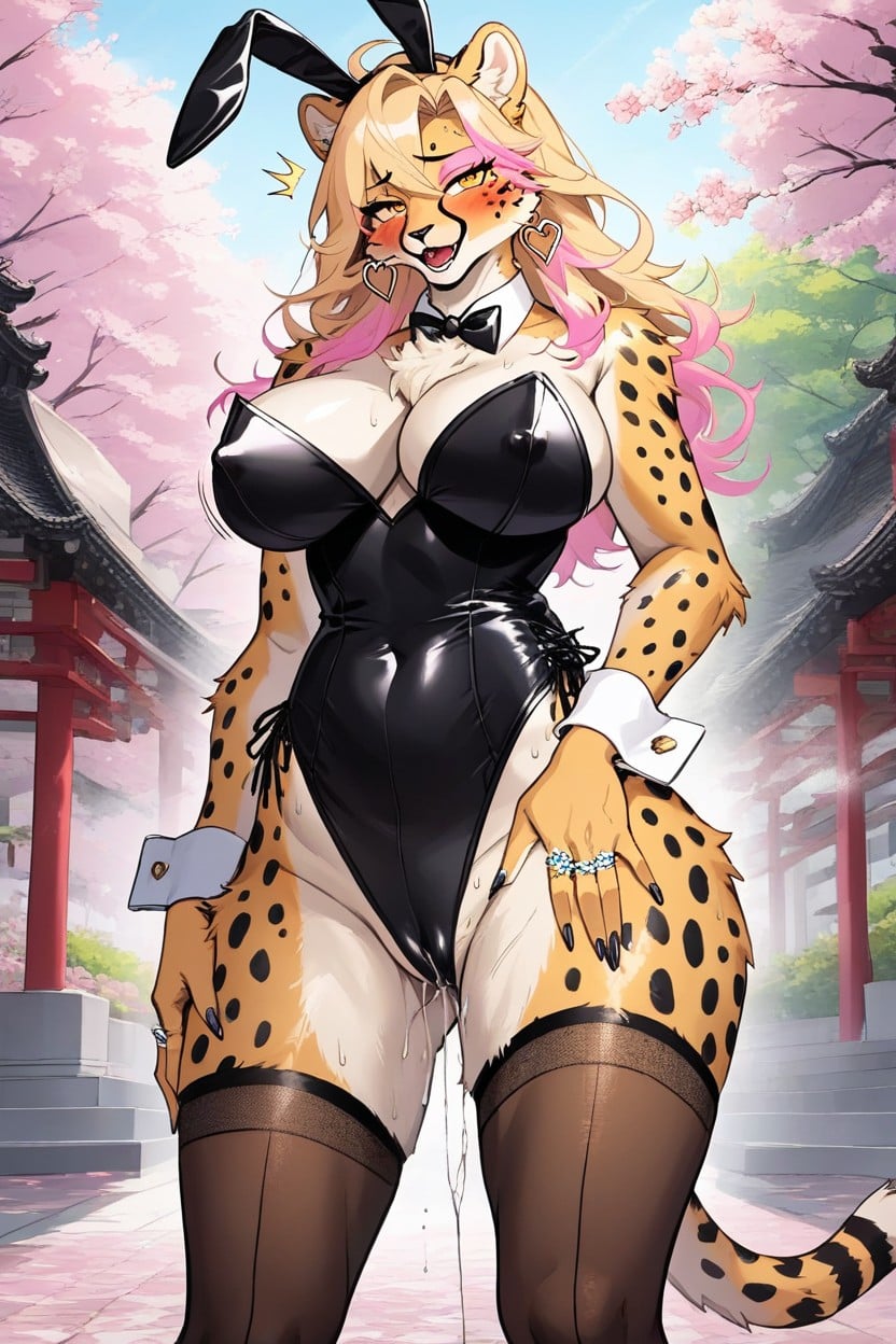 Pussy Juice Dripping Down Thighs, Nipple Bulge, Mansion Furry AI Porn