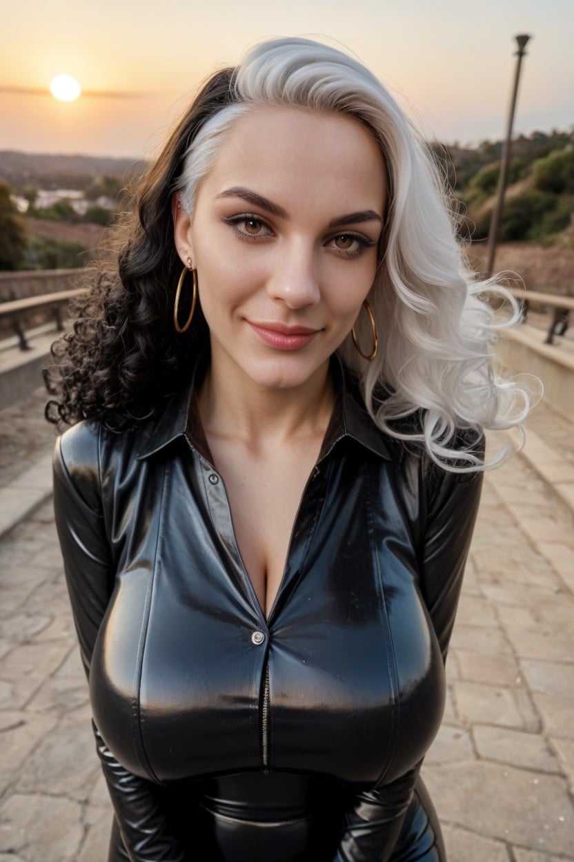 Opera House, Latex Suit, Smirk Shemale AI Porn