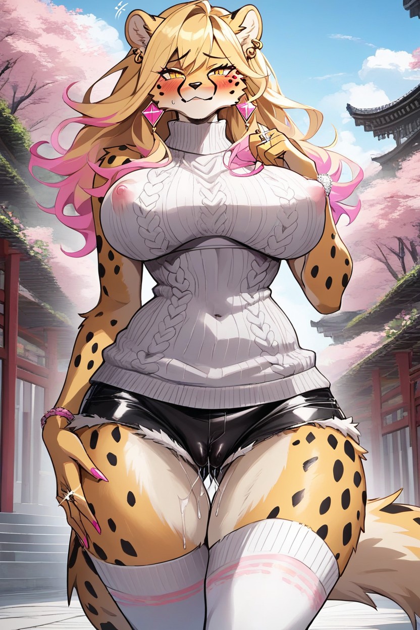 Black Spots, Arched Back, Pussy Juice Dripping Down Thighs 퍼리 AI 포르노