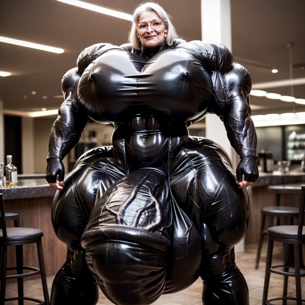 Muscular, Black Leather Apron, Long Black Leather Gloves Shemale AI Porn