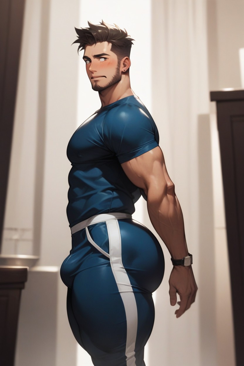 Embarrassed , Extremely Large Ass, Thick Thighs AI Gay Porn