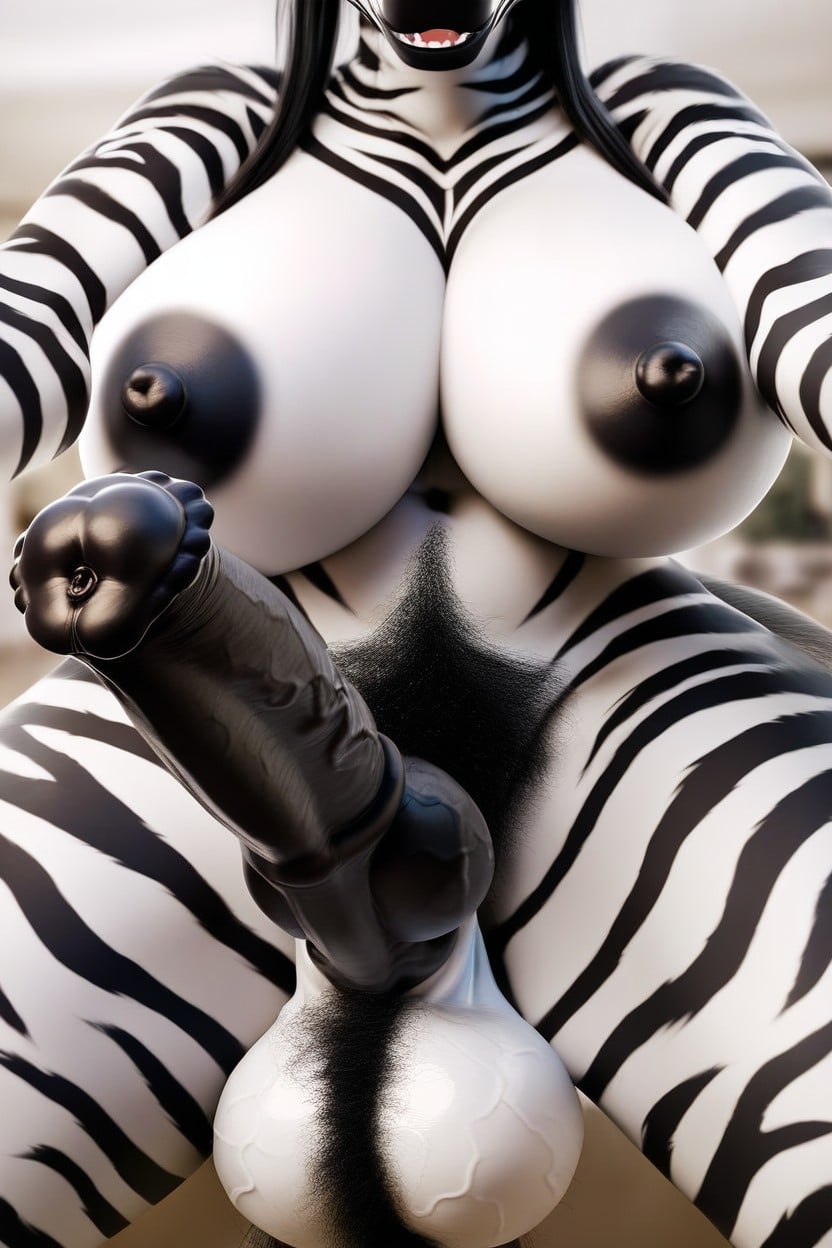 Futanari, Black Hair, Black Balls Furry AI Porn