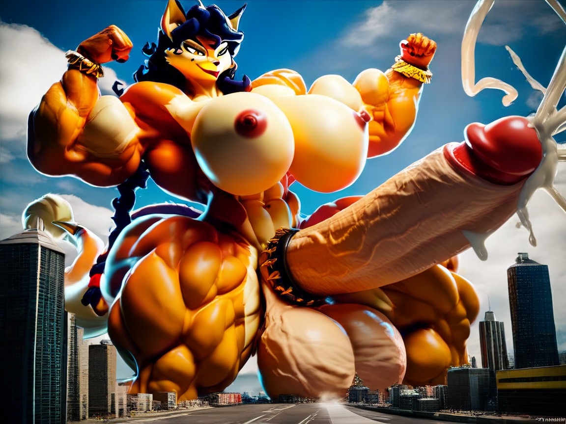 Bodybuilder, High Heels, Face Detailed Furry AI Porn