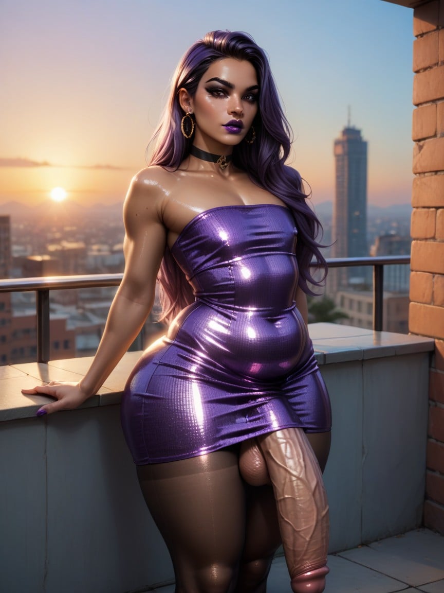 Bulge, Purple Lipstick, Male AI Gay Porn