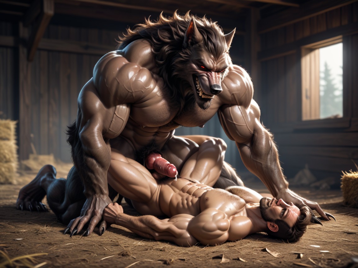 Side View, Massive Hairy Back Muscles, Mythical Monster AI Gay Porn