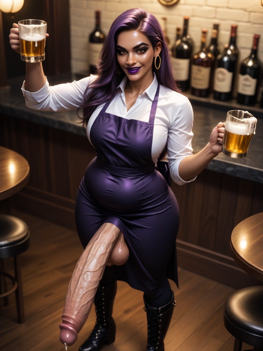 Purple Hair, Black Eyeshadow, Bartender AI Gay Porn