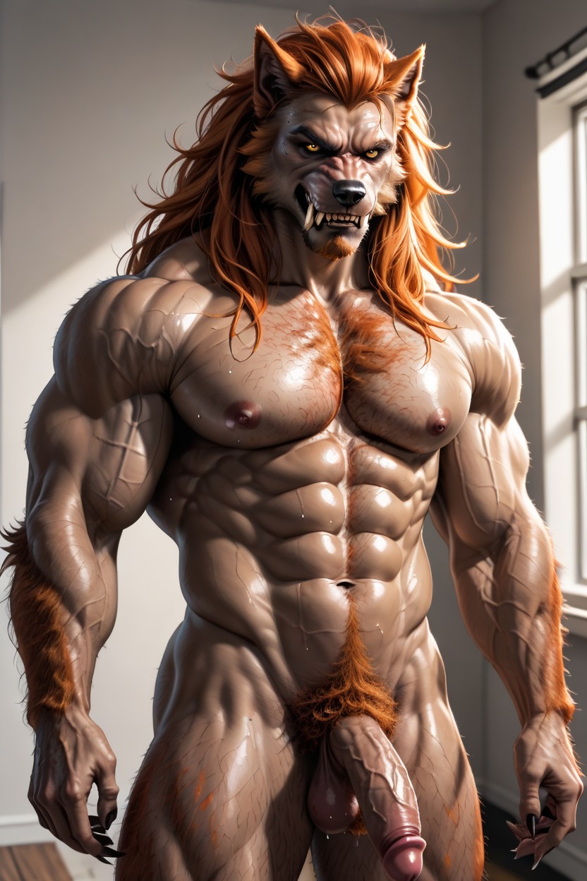 Side View, Werewolf Anthropomorphic, Anthro Knot That Fully Visible AI Gay Porn