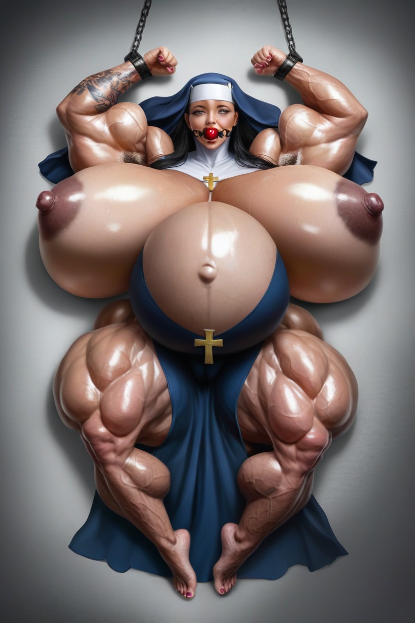 Oiled Skin, Hyper Wide Hips, Gigic Latissimus Dorsi Hentai AI Porn