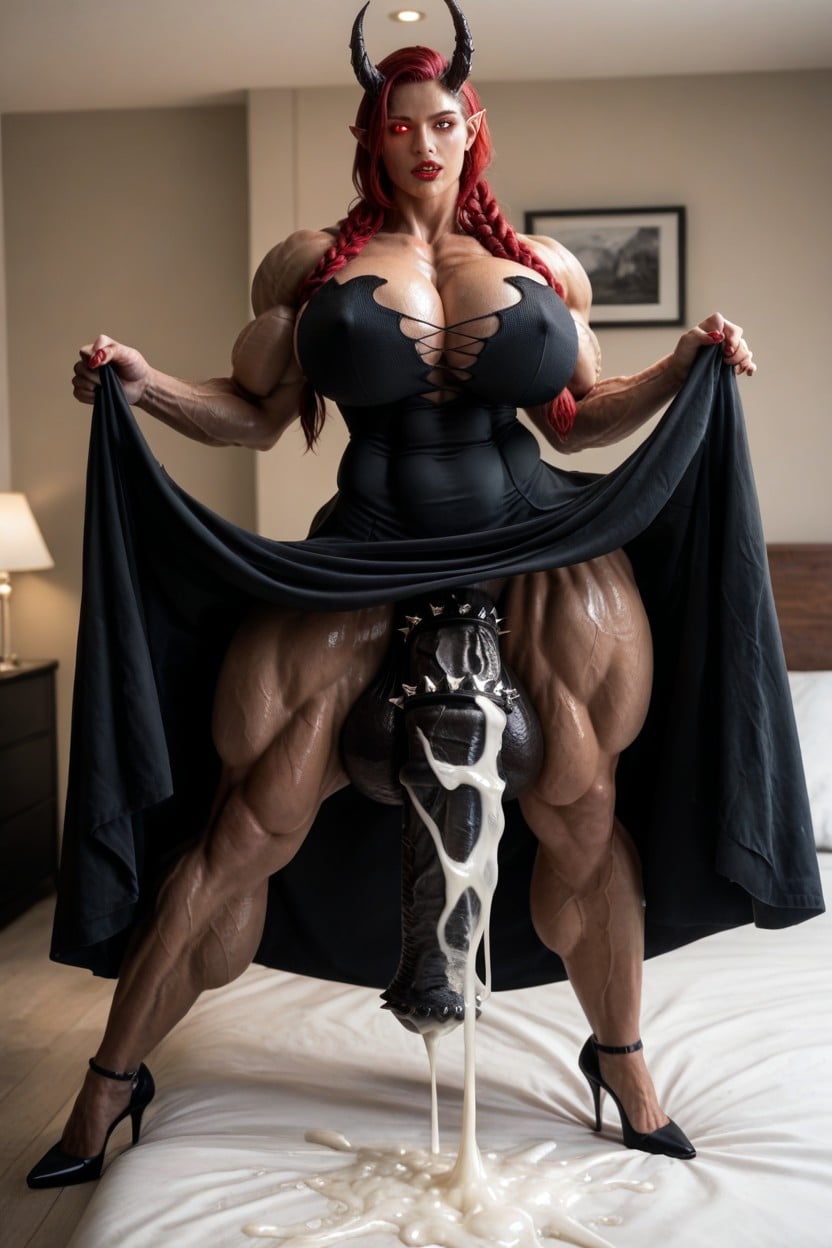 Venom Futanari, Plain Cutout Dress, Extremely Big Muscle Shemale AI Porn