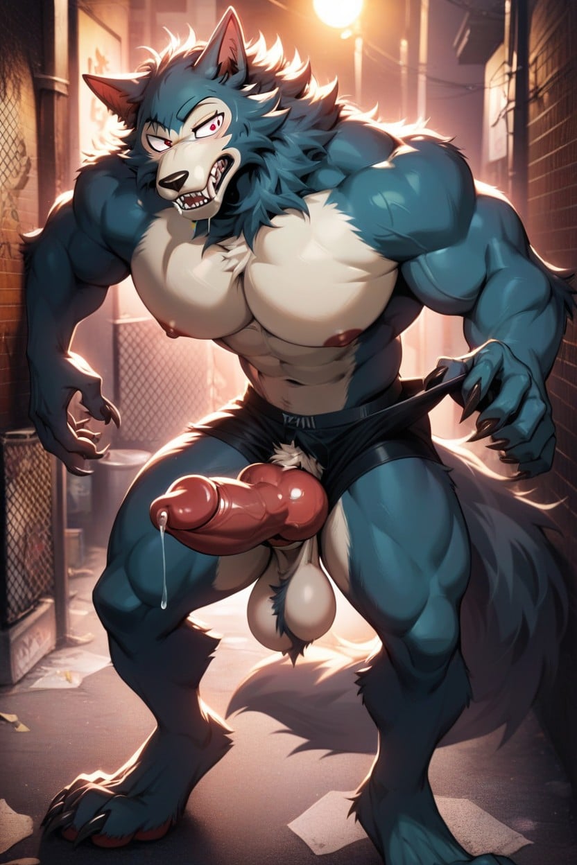 Sharp Teeth, Thick Penis, Gay Furry AI Porn