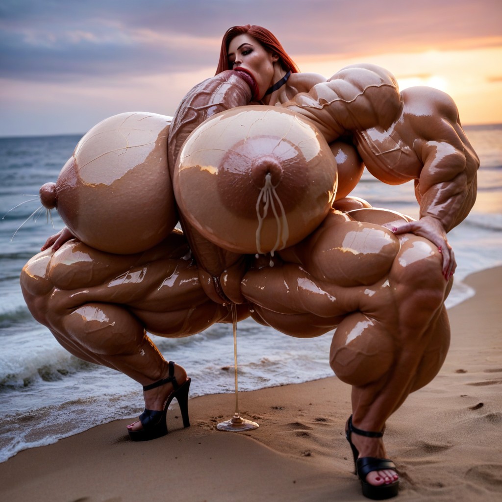 Ultra Busty, Pretty, Jacked Striated Muscle Shemale AI Porn
