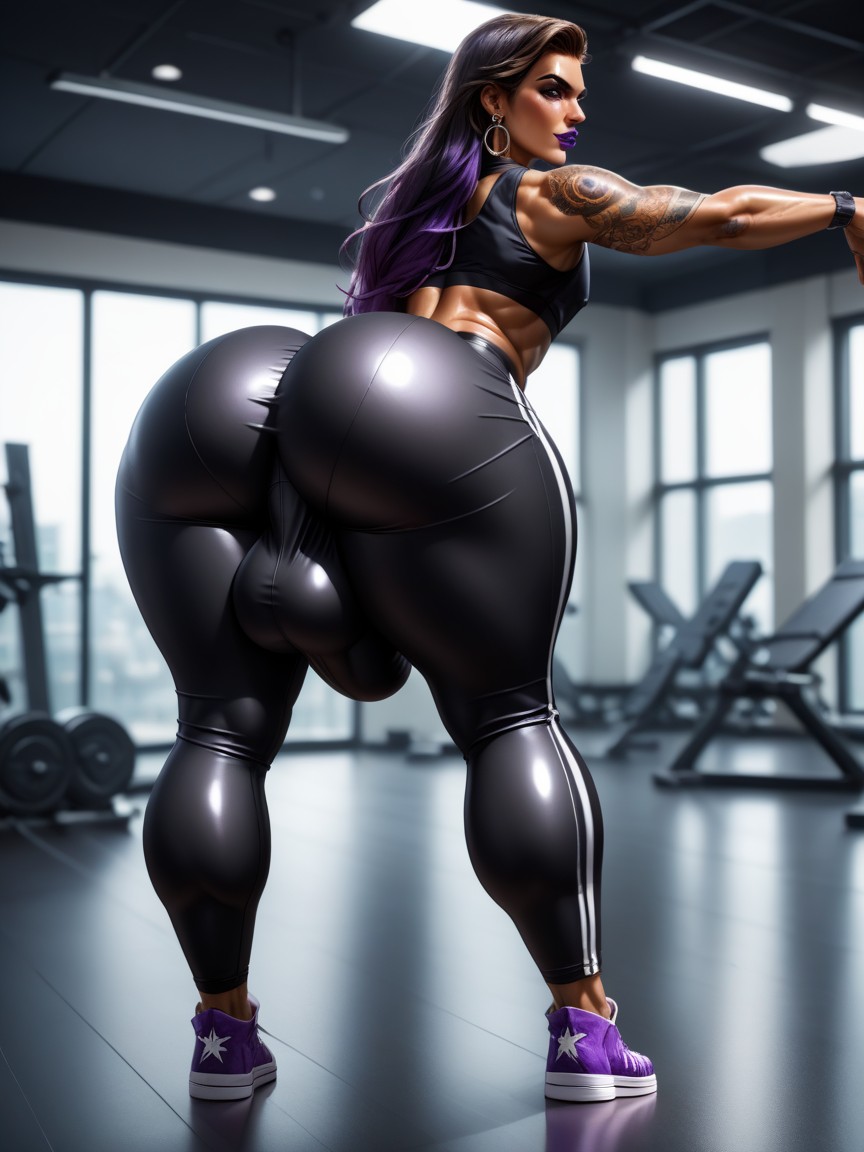 Bulge Going Past Knee, Gym, Crop Top AI Gay Porn