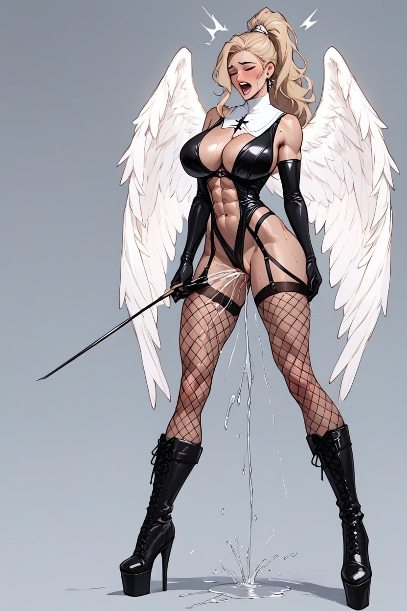 Abs Muscle, Wasp Waist, Large Angel Wings AI Porn