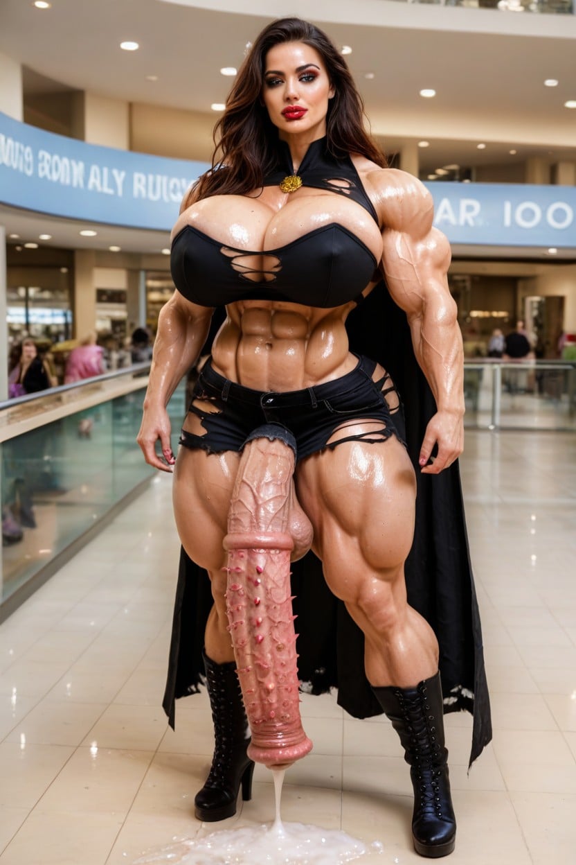 Lots Of People Around, Massive Muscle Delts, Gigantic Shemale AI Porn