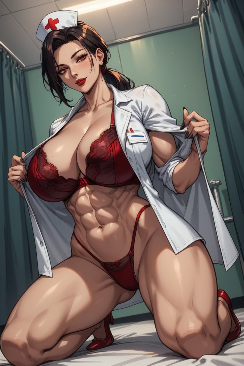 Red Lips, High Detailed Face, White Shirt Porno IA