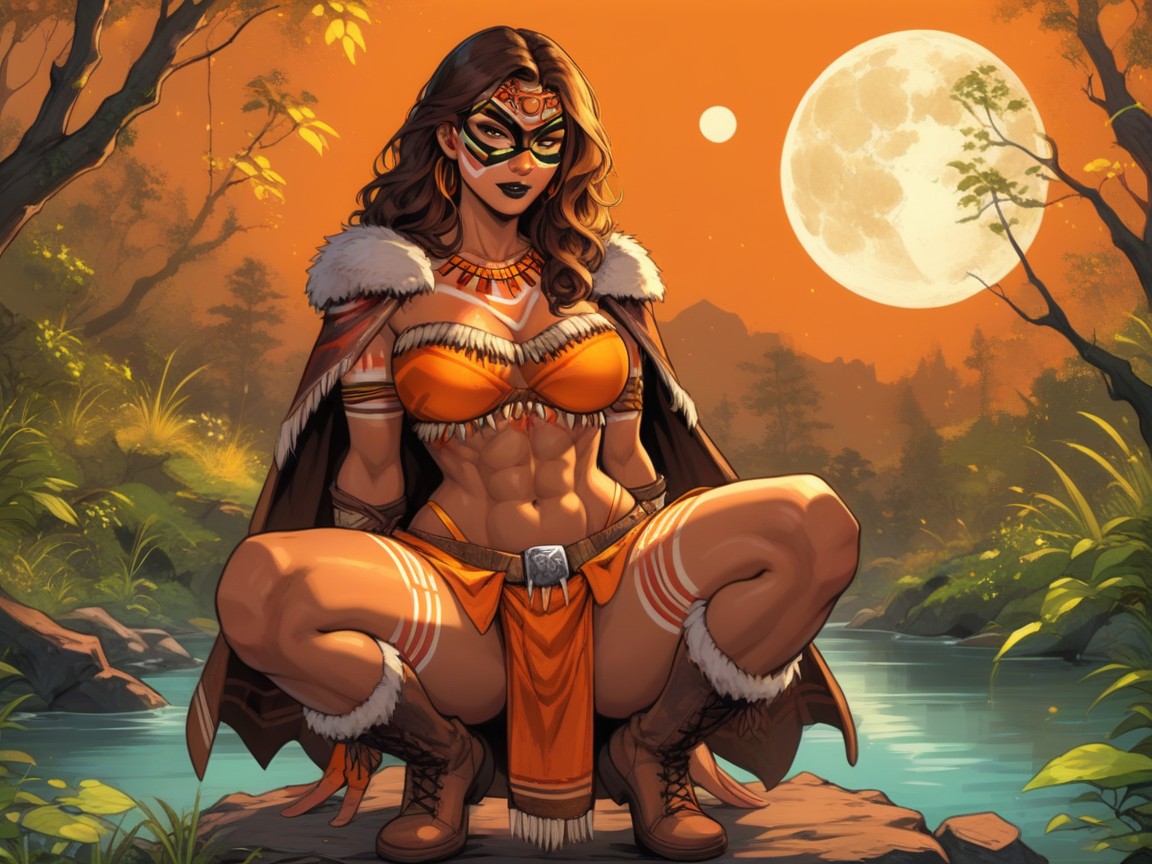 Wide Chest, Orange Thong, Bust And Hips Equal Width AI Porn