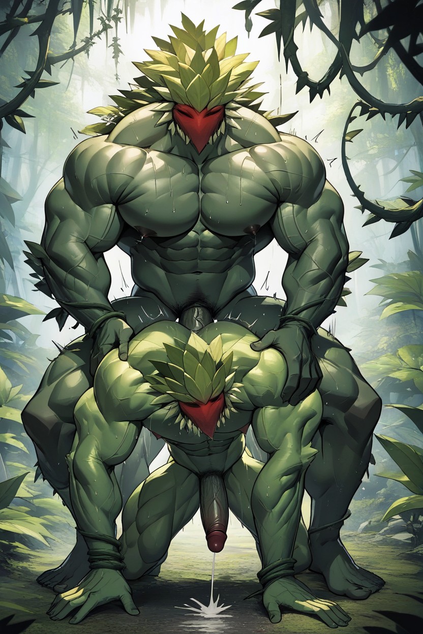 Spitroast, Has An Erection, Plant Monsters Have A Massive Cock Furry AI Porn