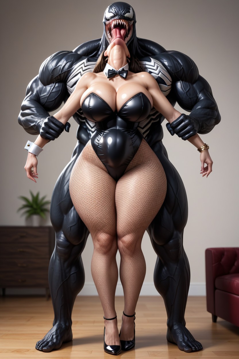 Her Hands Down By Her Sides, Front View, Curvy Body AI Porn