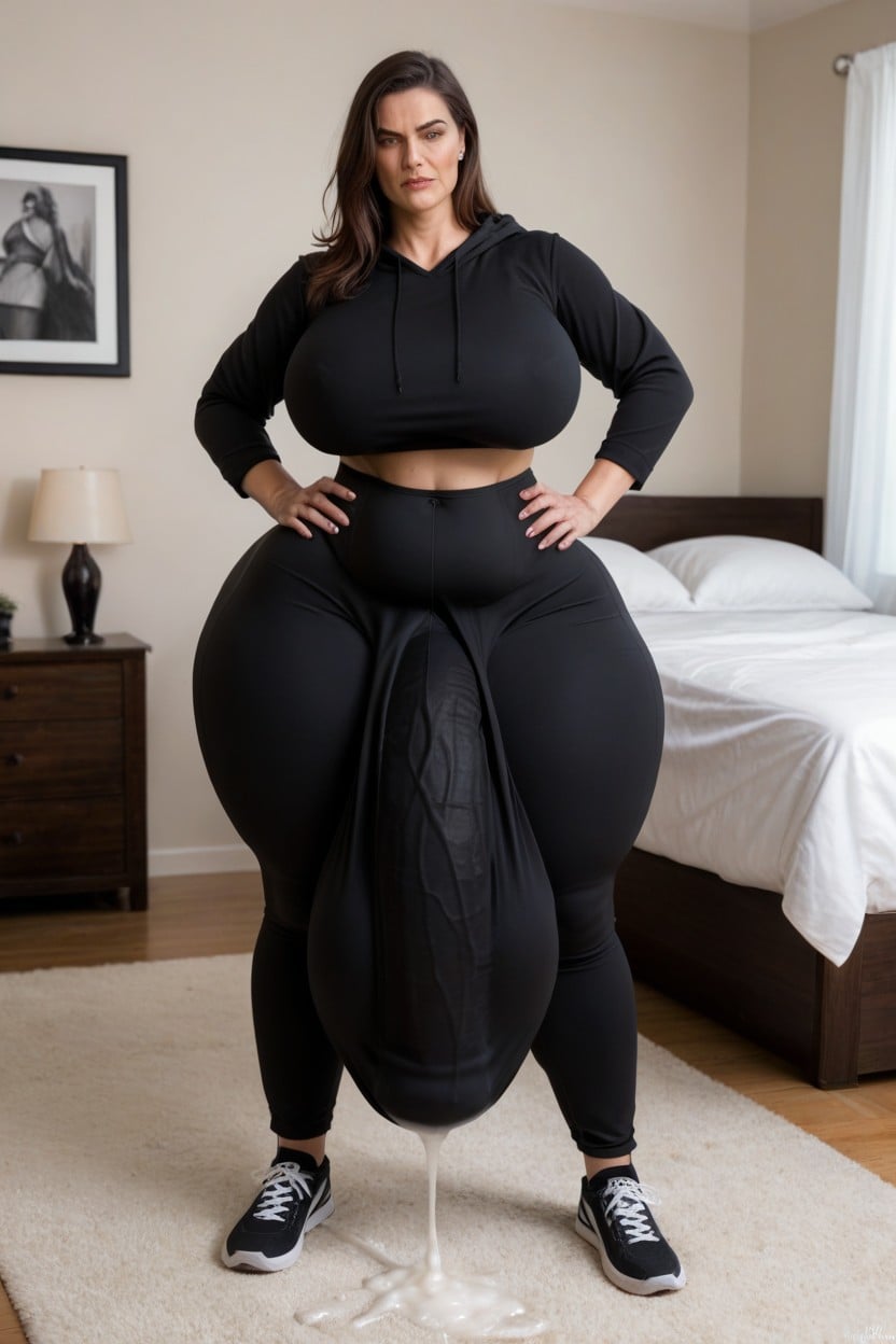 Bedroom, Bobcut, Cock Under Clothes Shemale AI Porn