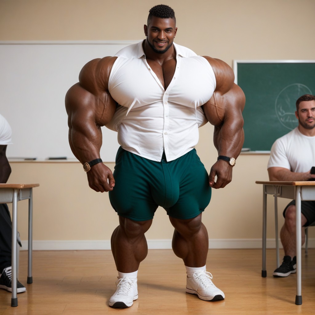 Standing Up In Classroom, Full Body, Dark Skin AI Gay Porn