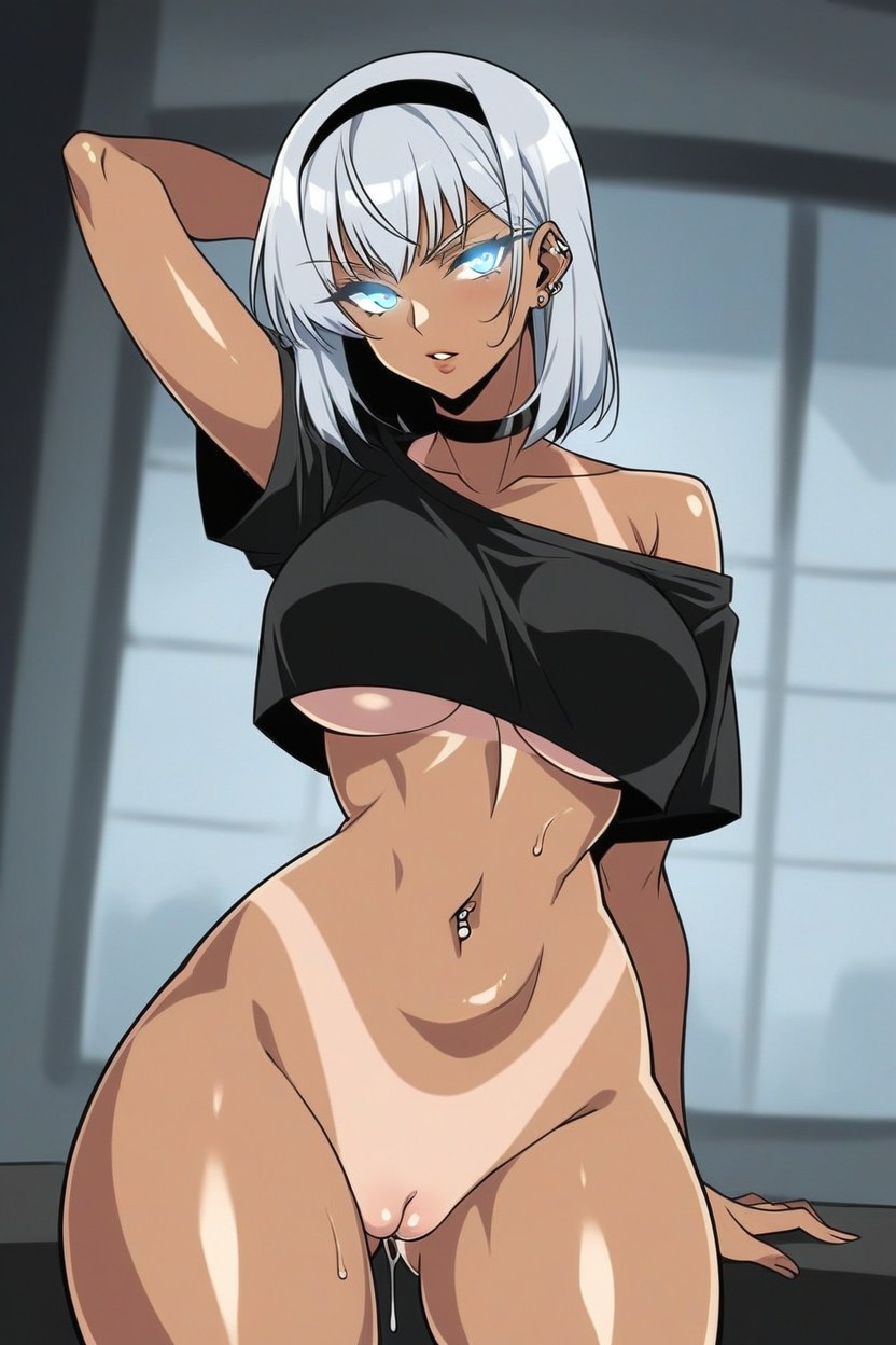 Medium Shoulder Lenght Hair, Large Ass, Tanned Skin Hentai AI Porn