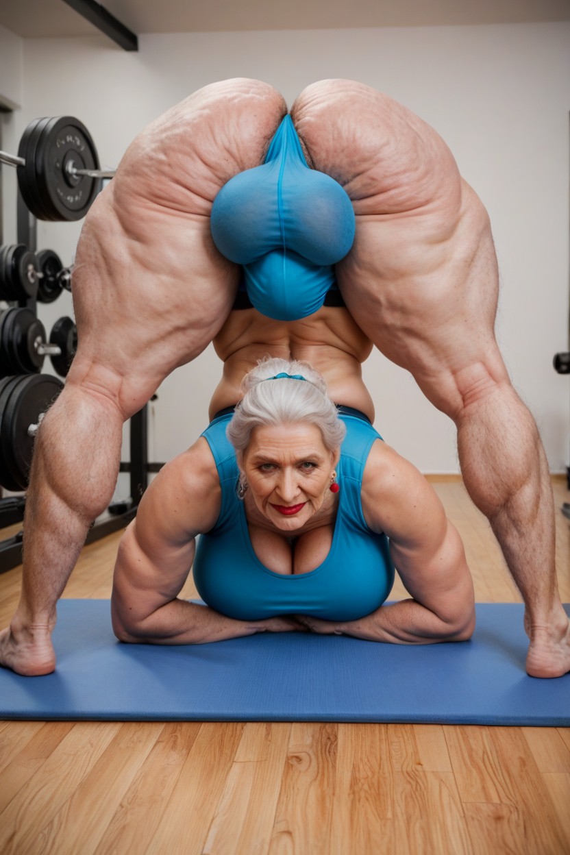 Massive Testicles Bulge, Extreme Cellulite Hairy Feet Like A Hobbit, Blue Yoga Mat Standing On Blue Yoga Mat 쉬메일 AI 포르노