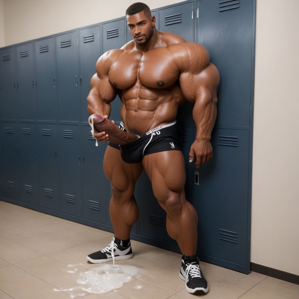 Briefs, Topless, Cum Puddle On Floor AI Gay Porn
