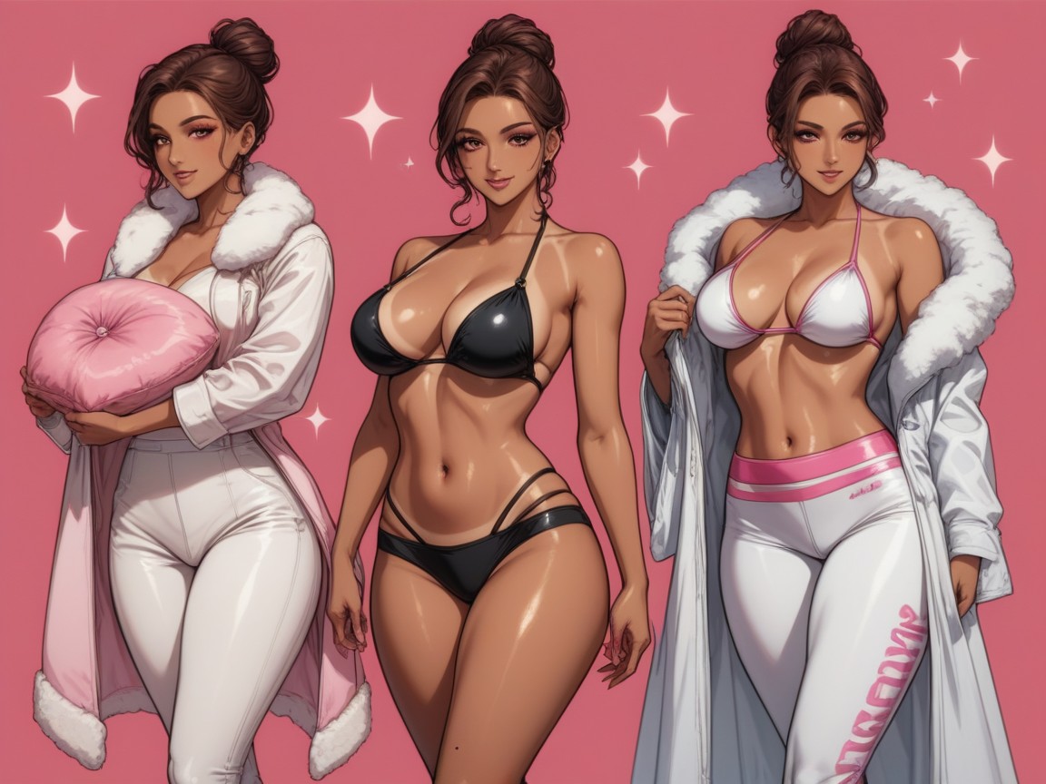 Wide Breast Width, White Fur Scarf, Red Hair AI Porn