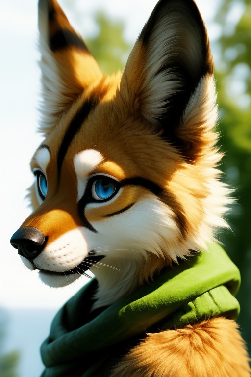 Военный Лис Раненый Смотрит В Бок Вид Грустный Furry AI Porn