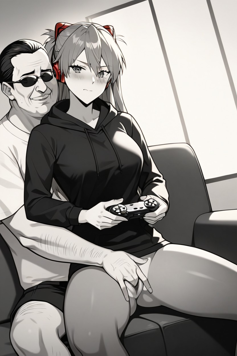 Angled Shot, Embarrassed Expression, Japonés Hentai IA