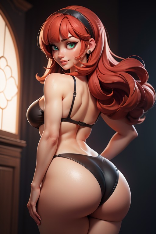 Blunt Hair Bangs, Sloe Eyes, Crimson Red Hair AI Porn