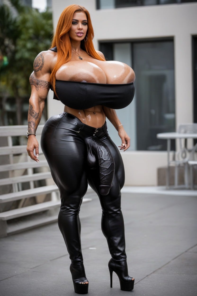 Breast Sagging Down To Balls, Bimbo, Hour Glass Figure Shemale AI Porn