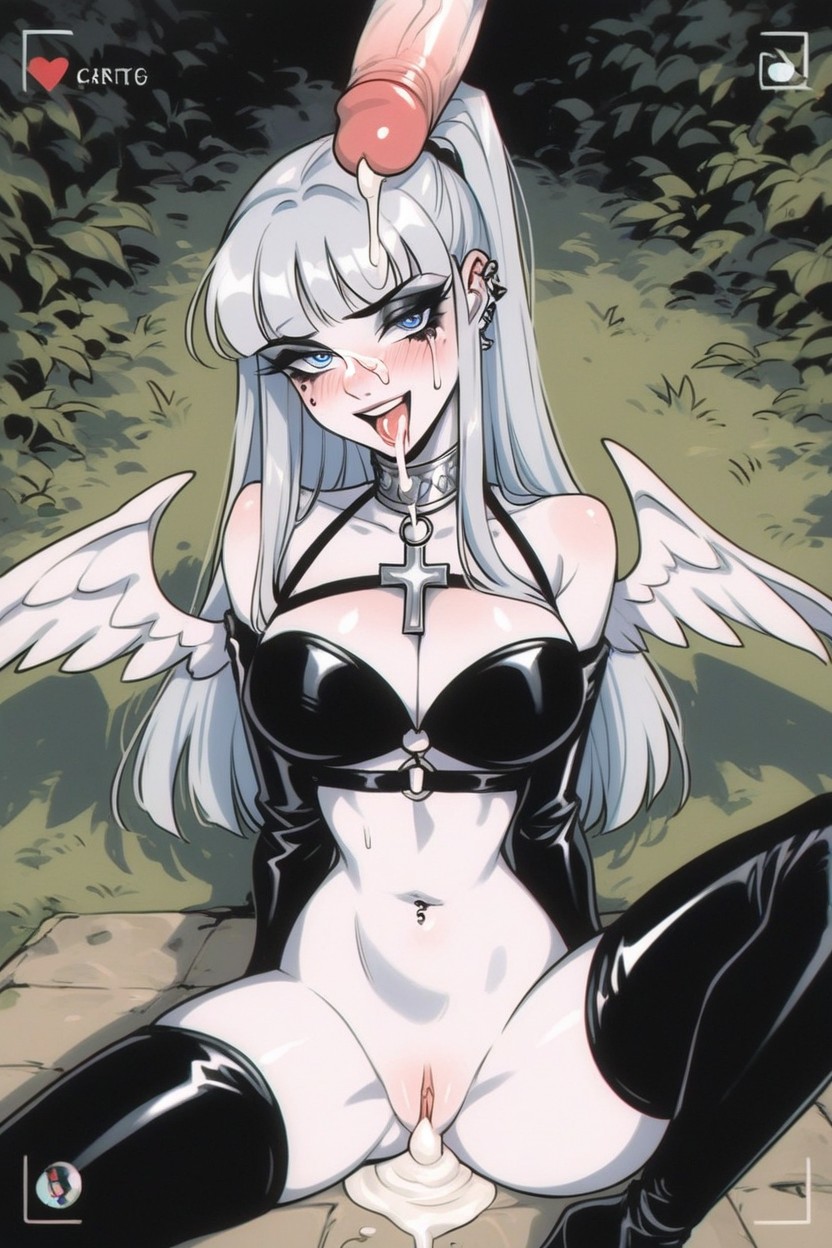 Eyeliner, Silver Rings, Cleavage Hentai AI Porn