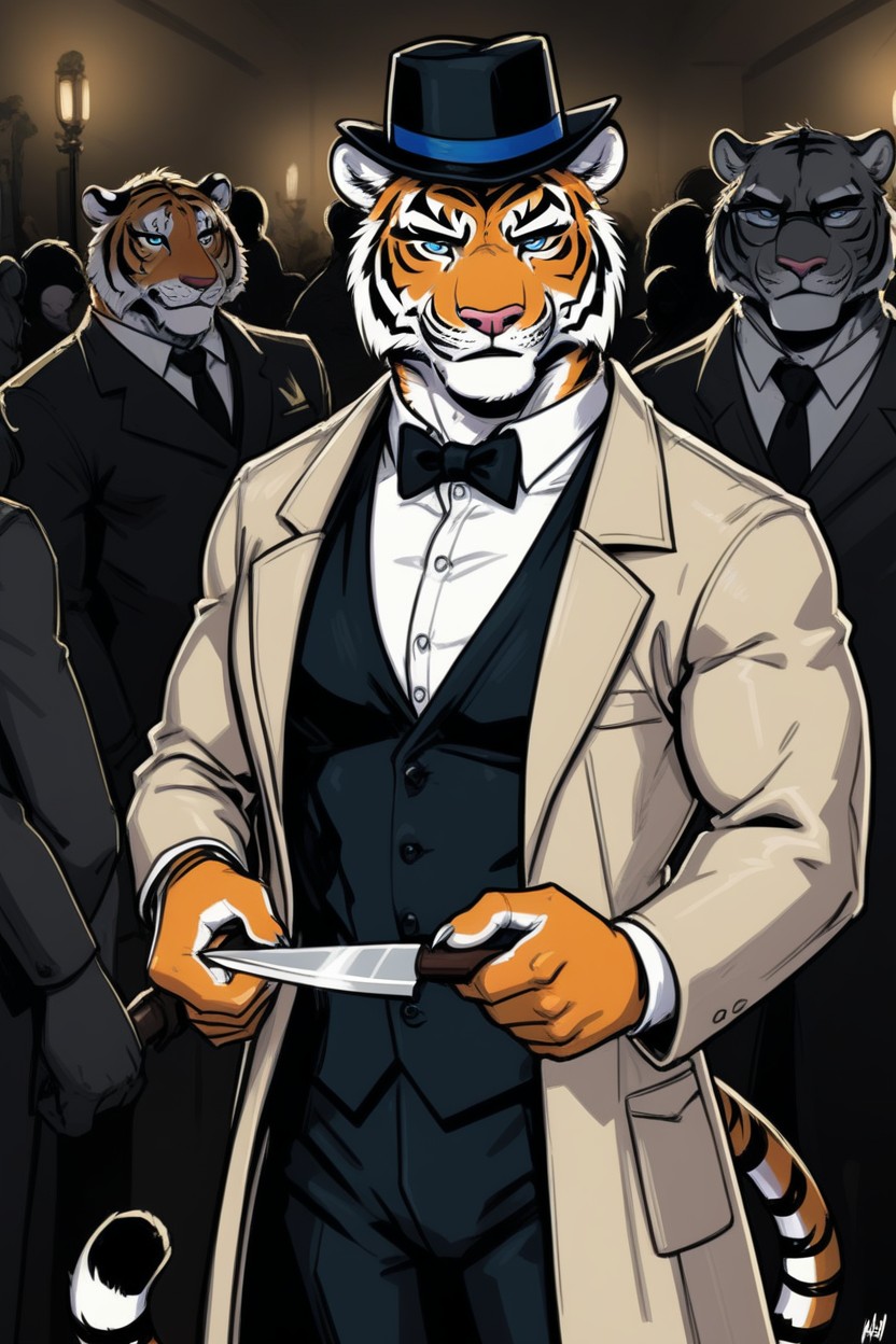 Front View, Middle Of The Night, Noir Furry AI Porn