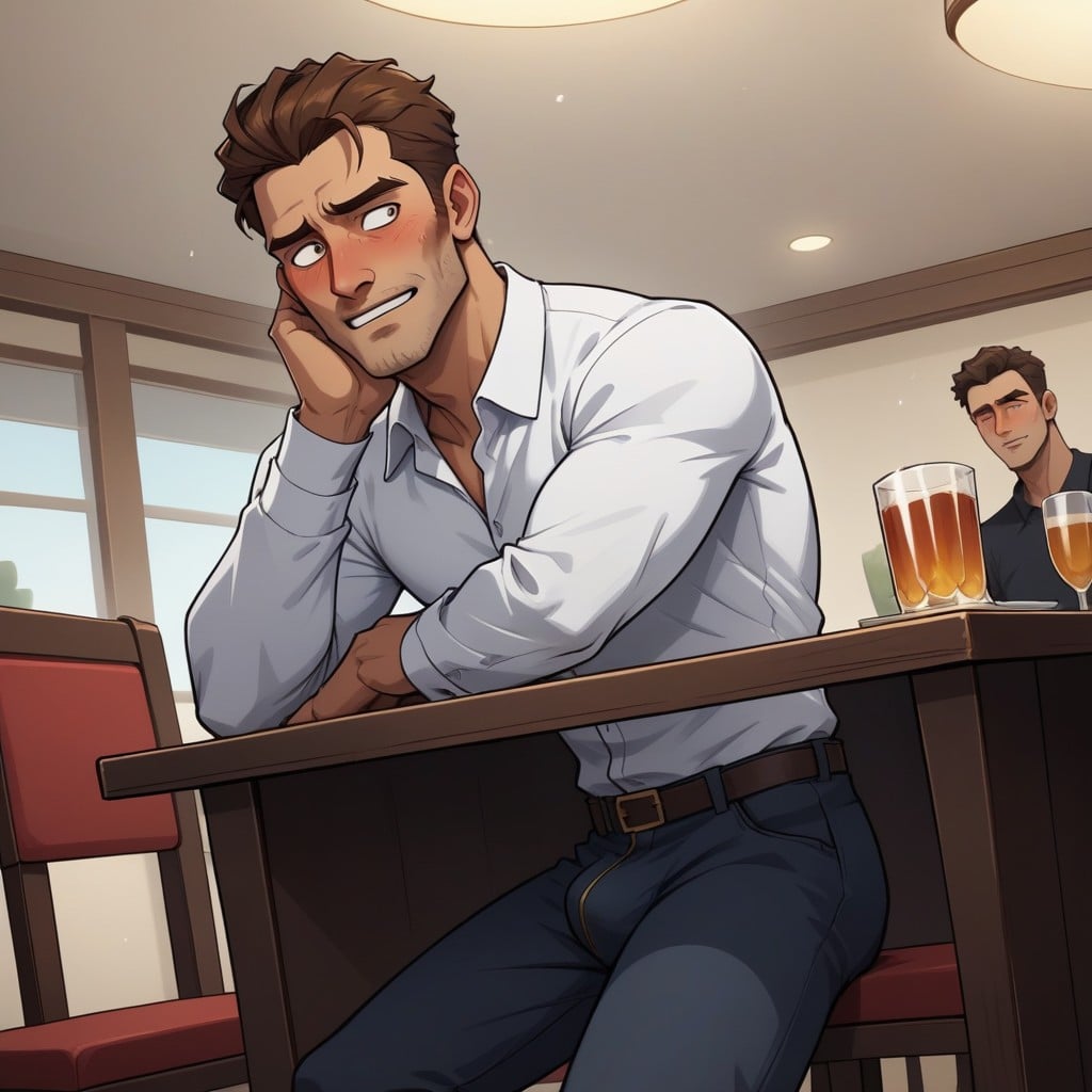 Many People Around, In A Restaurant, Hips AI Gay Porn