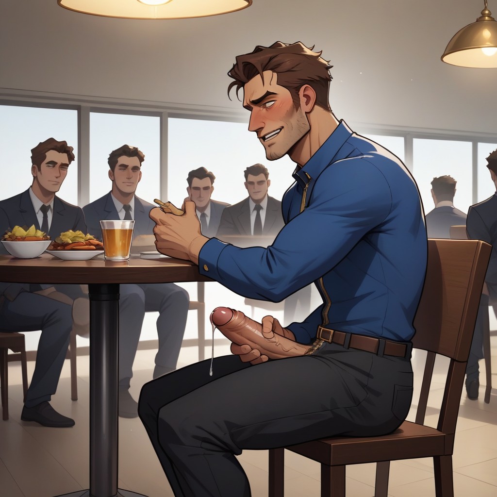 Seated Legs Spread, Sitting Down, Side View AI Gay Porn