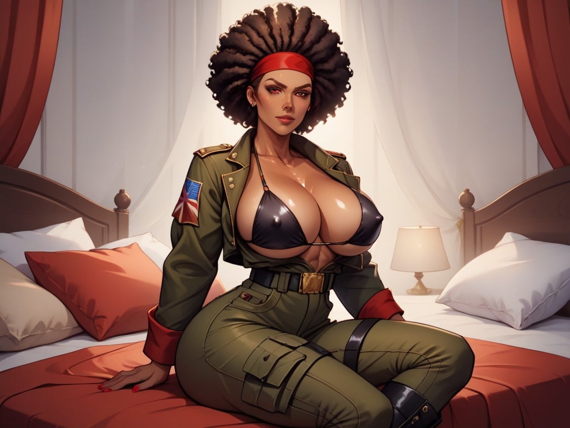 Volumetric, Black Boots Scarlet Thong, Military Base Background Hentai AI Porn