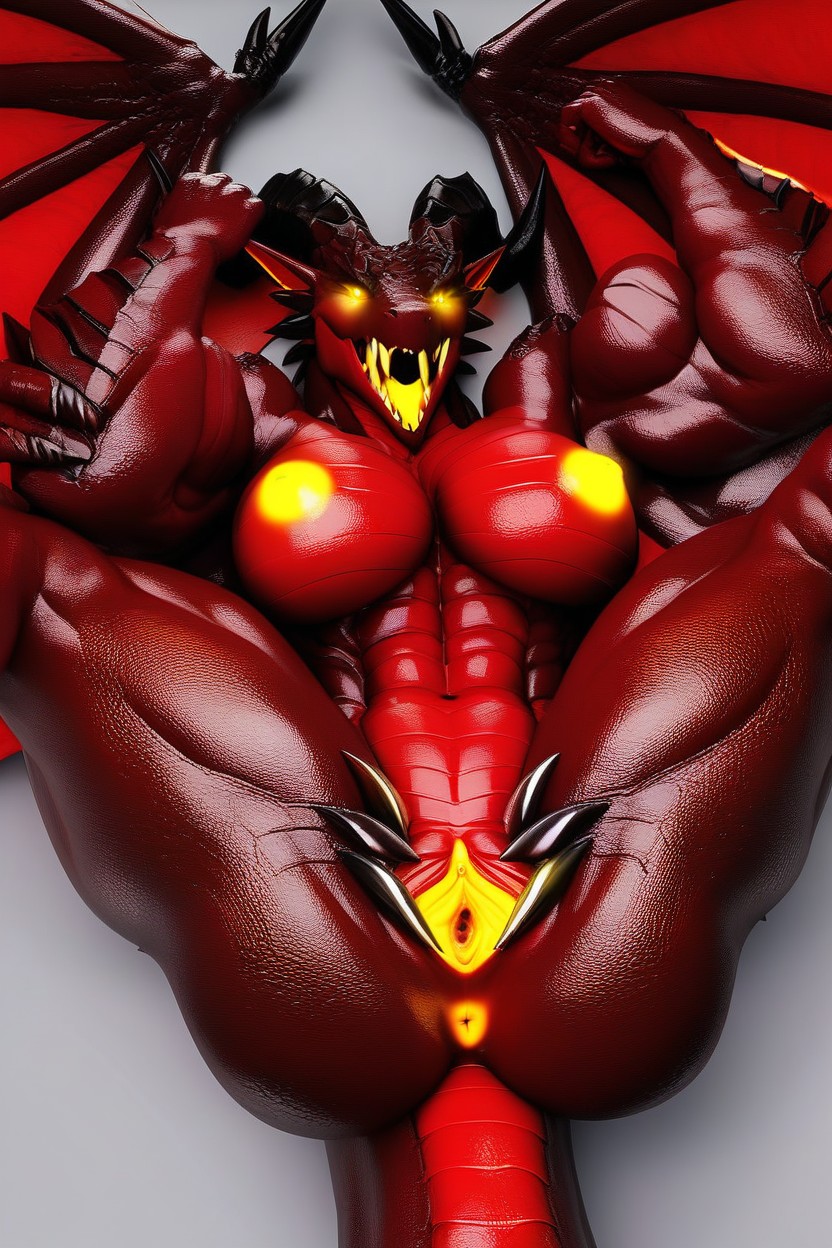 Showing Tits, Glowing Details, Detailed Scales Furry IA