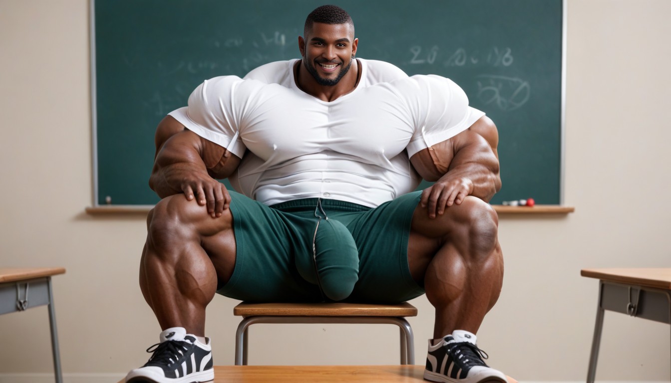 Extremely Huge Biceps, Oversized T-shirt, Hyper Bodybuilder AI Gay Porn